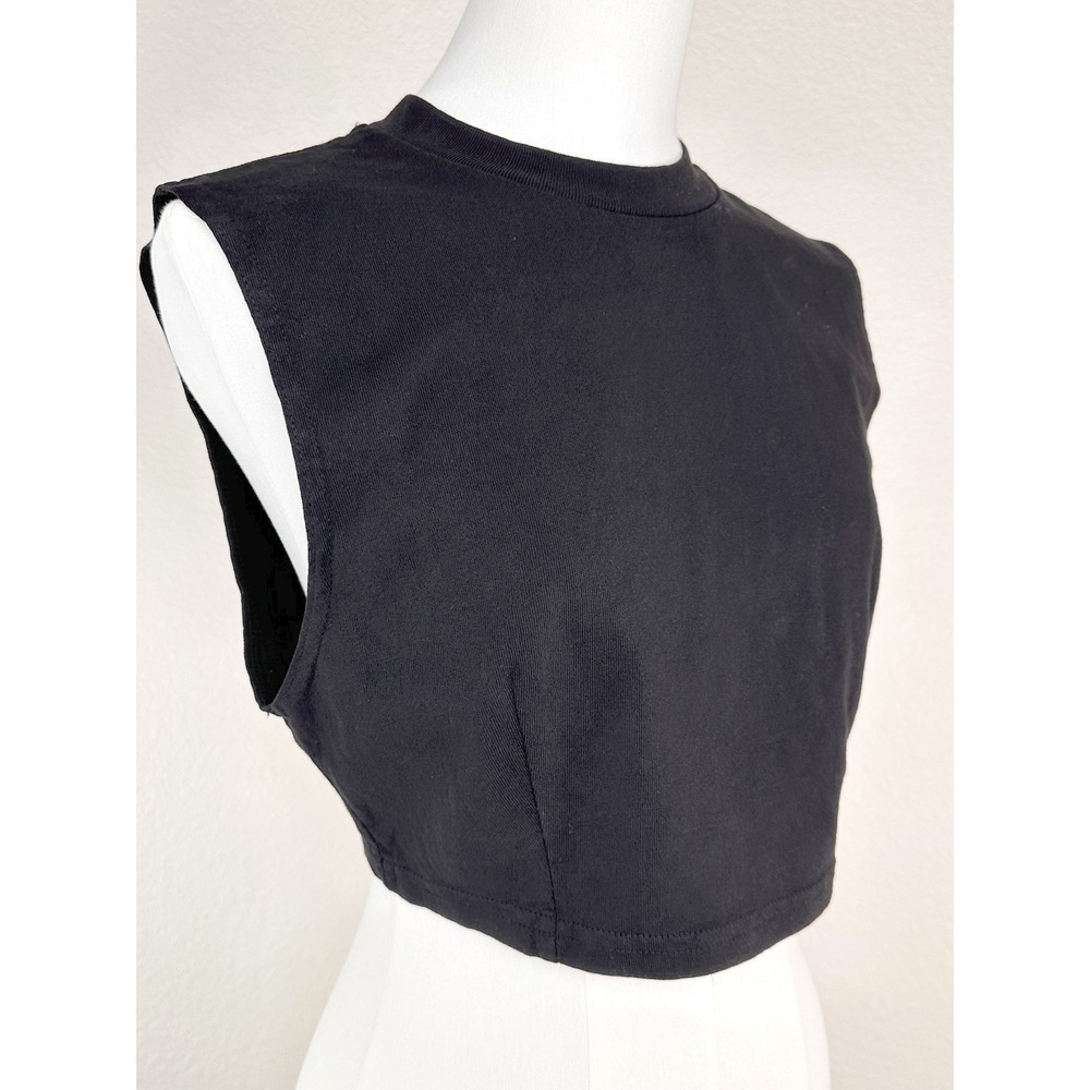 Talentless Black Cotton Crop Muscle Tank XS Sleeveless Top Tiny Hole Flaw